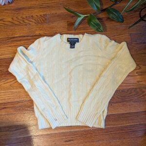 Ralph Lauren Butter Yellow Cable Knit Sweater Cashmere